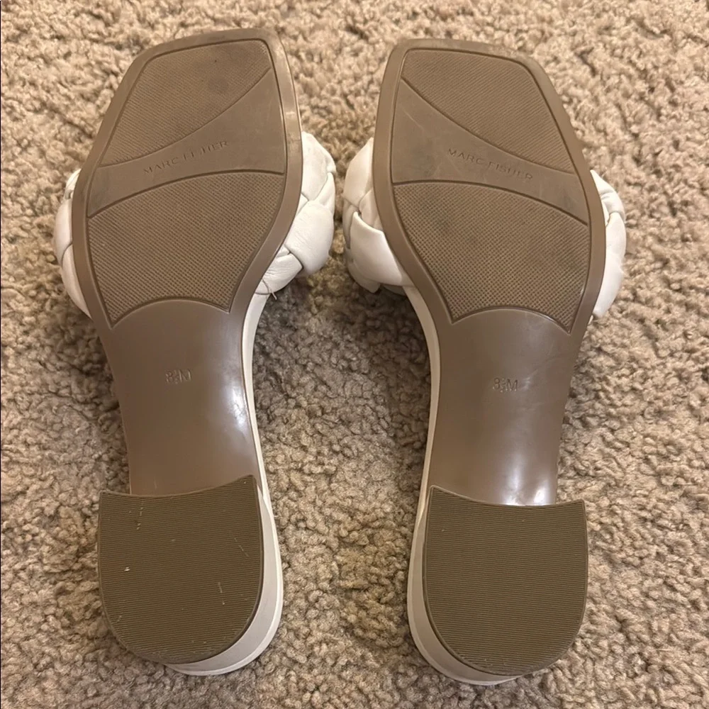 Marc Fisher White Braided Block Heel Sandals - Picture 3 of 4